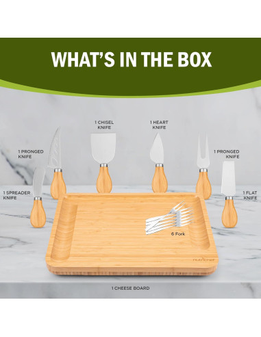 Tabla de Charcutería NutriChef 44.5x32.8 cm con 6 Cuchillos