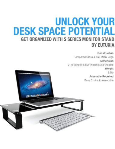 Soporte para Monitor de Vidrio Templado Eutuxia Tipo-S 55.24x20.96cm