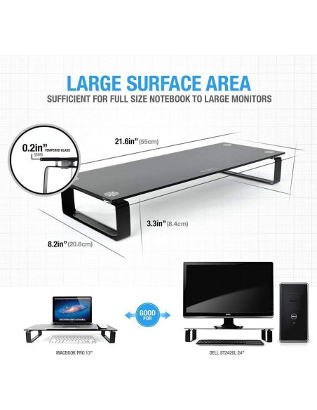 Soporte para Monitor de Vidrio Templado Eutuxia Tipo-S 55.24x20.96cm