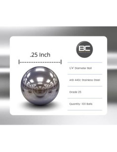 100 Bolas Agitadoras de Acero Inoxidable 6.35 mm BC Precision 2