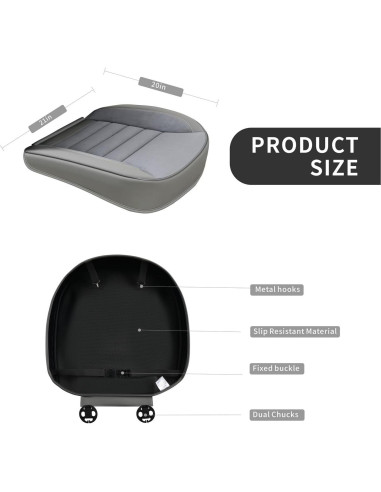 Cojín de Asiento de Coche KAYI 2 Pack Espuma de Memoria Gris