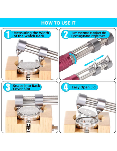 Abridor de Fondo de Reloj HAODA 2 Mandíbulas 60mm