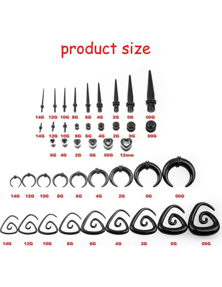 Kit de Estiramiento de Orejas 84 PCS Acrílico 14G-00G