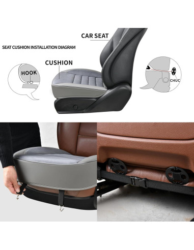 Cojín de Asiento de Coche KAYI 2 Pack Espuma de Memoria Gris