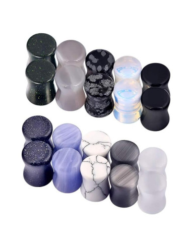 Tapones de Oído de Piedra Natural Qmcandy 10 Pares 00g