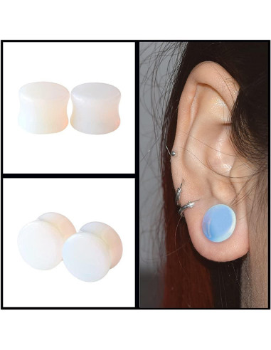Tapones de Oído de Piedra Natural Qmcandy 10 Pares 00g