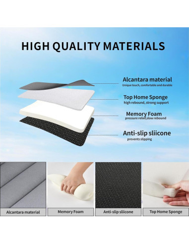 Cojín de Asiento de Coche KAYI 2 Pack Espuma de Memoria Gris