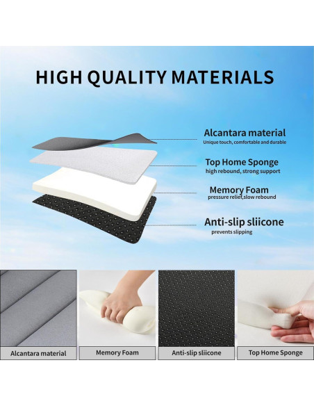 Cojín de Asiento de Coche KAYI 2 Pack Espuma de Memoria Gris