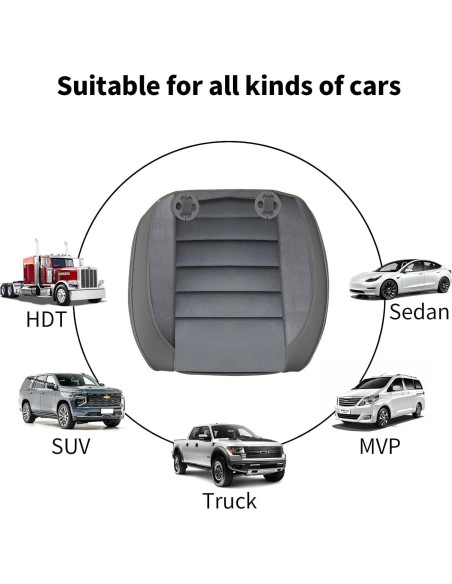 Cojín de Asiento de Coche KAYI 2 Pack Espuma de Memoria Gris