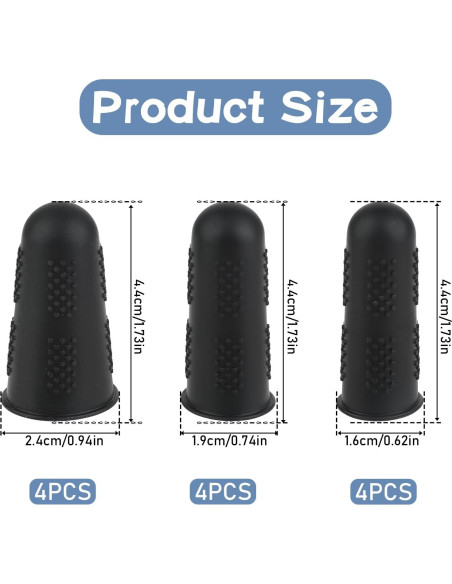 Protectores de Dedos de Silicona Styquenzer - 12 Piezas 3 Tamaños
