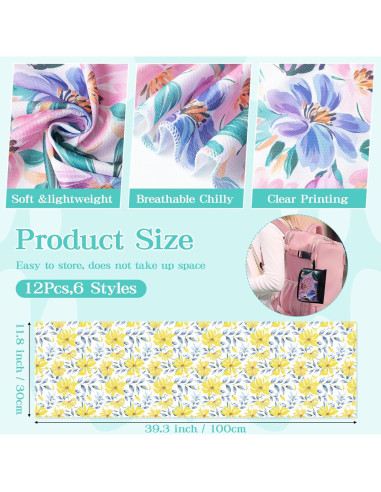 Toallas Enfriadoras R CABALLO Flores de Verano - 6 Piezas 102x30 cm