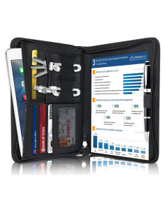 Carpeta de Cuero Godery con Cierre 24.1x16.5 cm Negra