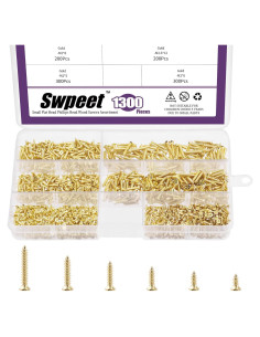 Kit de Tornillos Autotaladrantes Swpeet 1300Pcs Madera Dorado