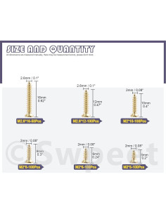 Kit de Tornillos Autotaladrantes Swpeet 1300Pcs Madera Dorado 2