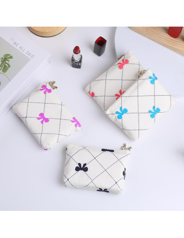 Monedero Compacto 2 PCS Corduroy con Lazo para Mujeres