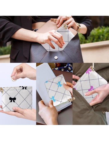 Monedero Compacto 2 PCS Corduroy con Lazo para Mujeres