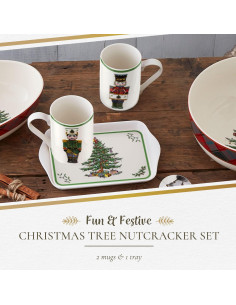 Juego de Taza y Bandeja Navideña Spode - 3 Piezas 10oz 2