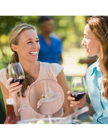 Juego de 24 Charms para Copas de Vino FREEBLOSS Cactus