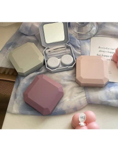 Kit Estuche Lentes de Contacto Rosa Portátil con Solución 2