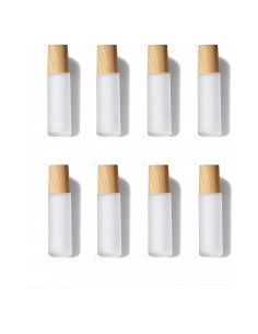 8 Botellas de Rodillo de Vidrio 10ml Doromy con Tapas de Madera