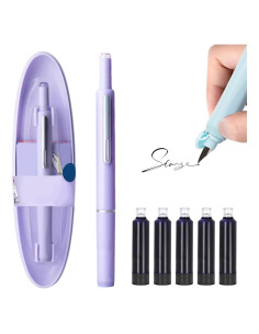 Pluma Fuente Retráctil Crymoy 0.38mm Tinta Azul y Negra