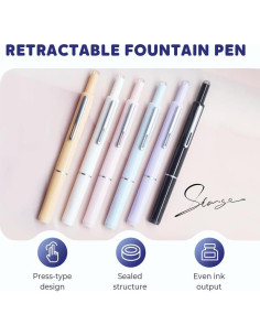 Pluma Fuente Retráctil Crymoy 0.38mm Tinta Azul y Negra 2