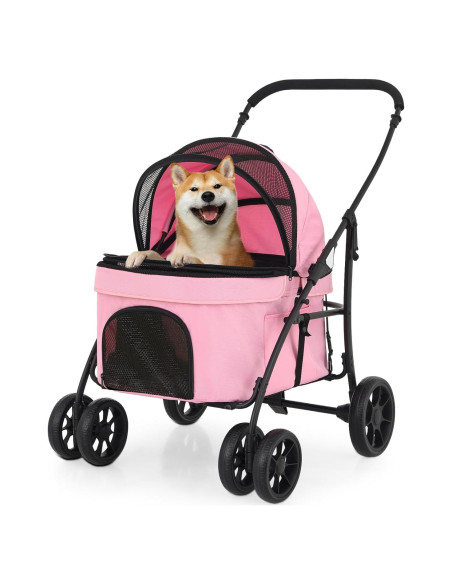 Carrito de Mascotas Magshion Rosa Plegable 20.4kg 4 Ruedas