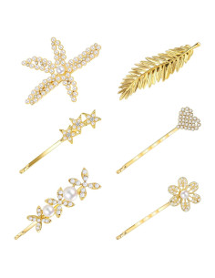 Set de 6 Horquillas para Cabello Novia Quantai con Perlas