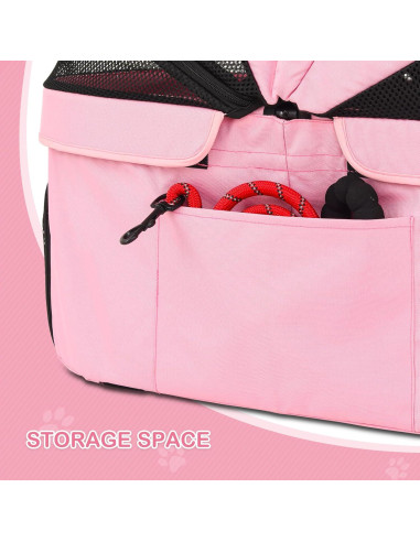 Carrito de Mascotas Magshion Rosa Plegable 20.4kg 4 Ruedas