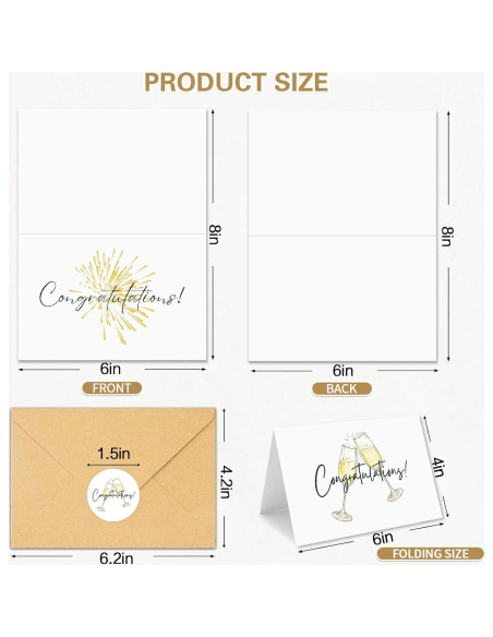 Tarjetas de Felicitación HiABNRT 50 Unidades con Sobres y Stickers