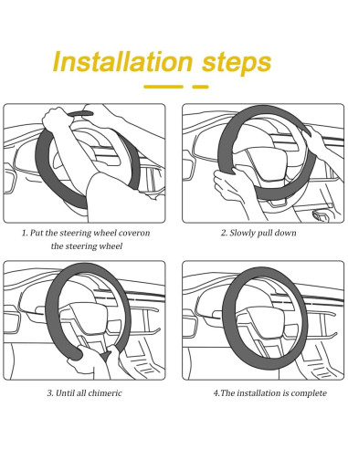 Cubierta de Volante de Coche FALVFUN 36.83-38.1 cm Azul