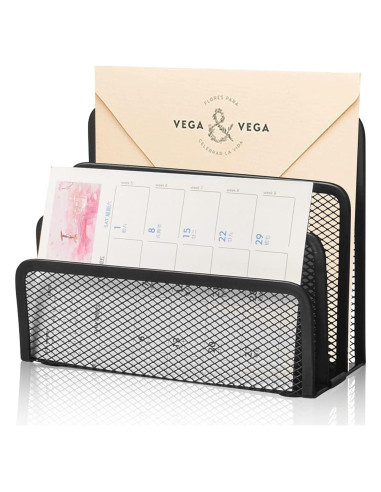 Organizador de correo de escritorio wishacc metal negro 3 secciones