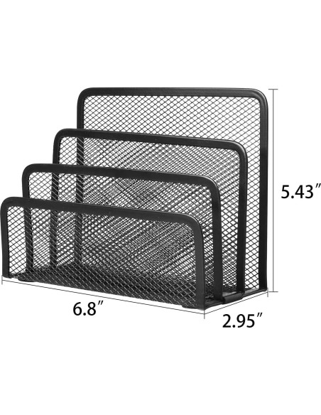 Organizador de correo de escritorio wishacc metal negro 3 secciones Organizador de correo de escritorio wishacc metal negro 3 secciones