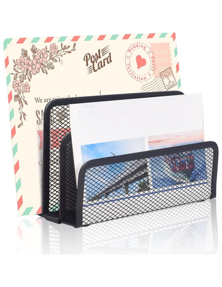 Organizador de correo de escritorio wishacc metal negro 3 secciones Organizador de correo de escritorio wishacc metal negro 3 secciones