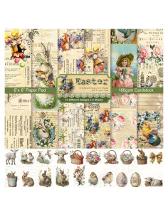 Juego de Papel de Patrón de Pascua Sorkwo 24 Hojas 15.24cm