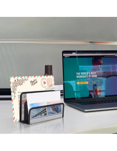 Organizador de correo de escritorio wishacc metal negro 3 secciones