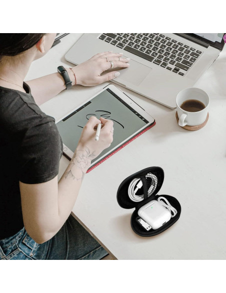 Funda Ovalada para Auriculares Woyinger con Mosquetón - Negro Funda Ovalada para Auriculares Woyinger con Mosquetón - Negro