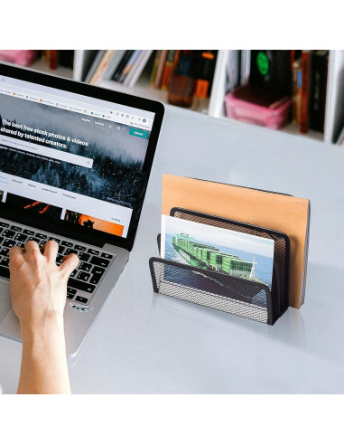 Organizador de correo de escritorio wishacc metal negro 3 secciones