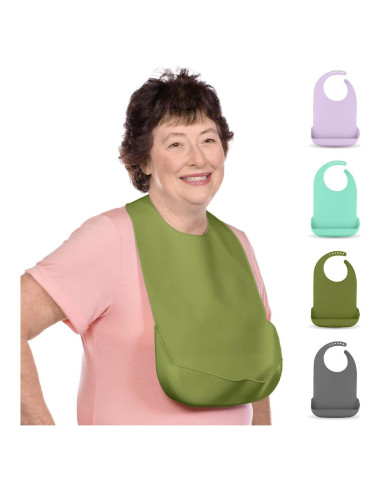 Babero de Silicona para Adultos BraceAbility Verde Cazador