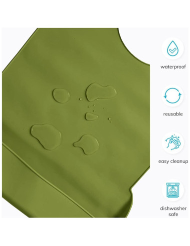 Babero de Silicona para Adultos BraceAbility Verde Cazador