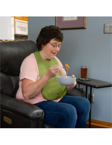 Babero de Silicona para Adultos BraceAbility Verde Cazador