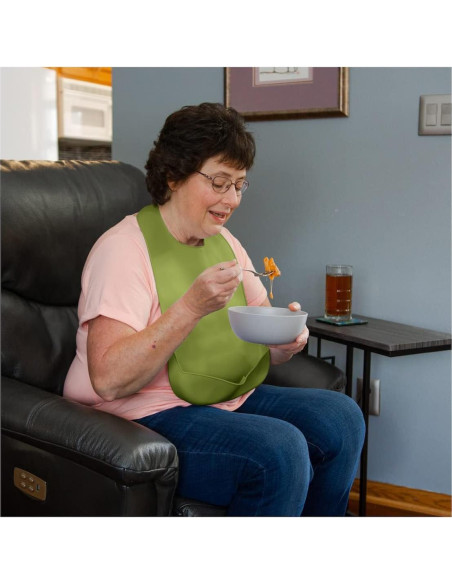 Babero de Silicona para Adultos BraceAbility Verde Cazador