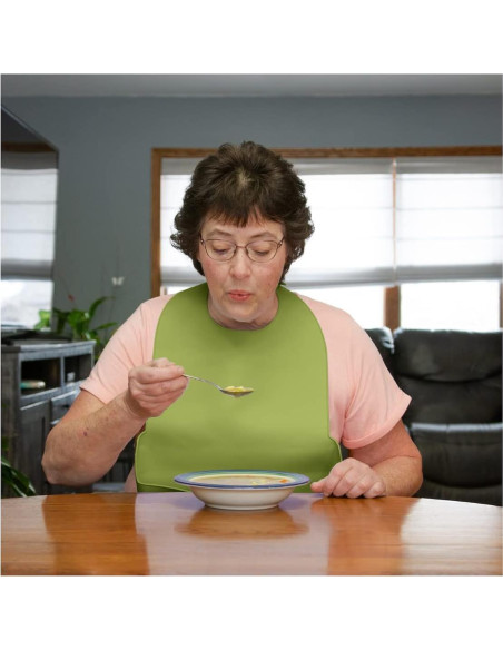 Babero de Silicona para Adultos BraceAbility Verde Cazador