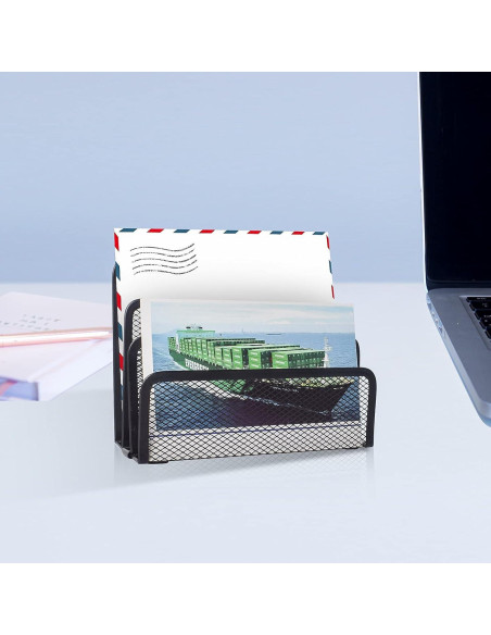 Organizador de correo de escritorio wishacc metal negro 3 secciones Organizador de correo de escritorio wishacc metal negro 3 secciones