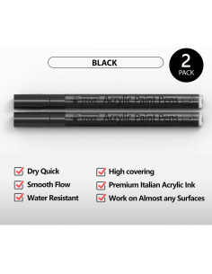 Marcador de pintura permanente TFIVE negro - Paquete de 2, punta 0.7mm 2