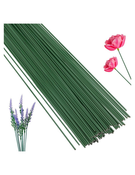 100 Alambres Florales Verde Oscuro 36 cm 2 Gauge para Manualidades