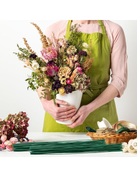 100 Alambres Florales Verde Oscuro 36 cm 2 Gauge para Manualidades