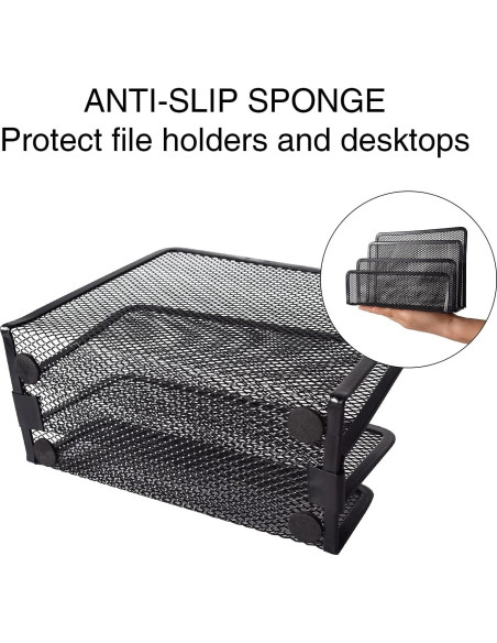 Organizador de correo de escritorio wishacc metal negro 3 secciones Organizador de correo de escritorio wishacc metal negro 3 secciones