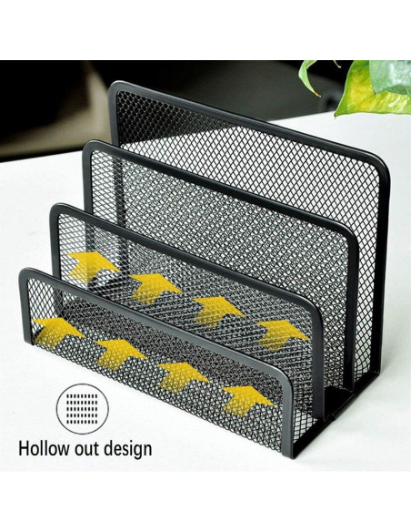 Organizador de correo de escritorio wishacc metal negro 3 secciones Organizador de correo de escritorio wishacc metal negro 3 secciones
