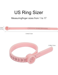 Juego de Medición de Tamaño de Anillo TUNQISM Rosa 1-17 2